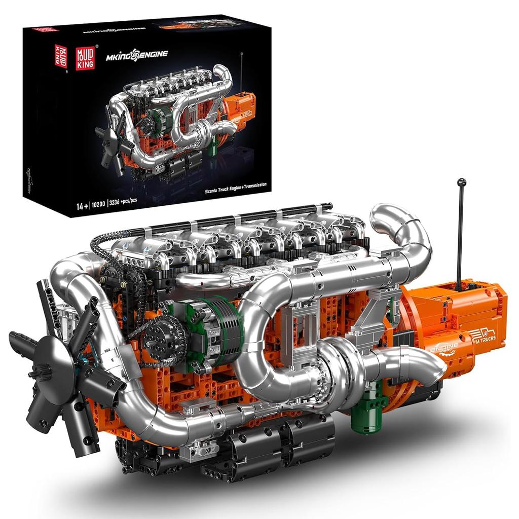Mould King 10200 Technology Truck Engine Block Toy Engine Clamp Block with Motor and Collectible Model Gift for Set, 3070-Piece Transmission,