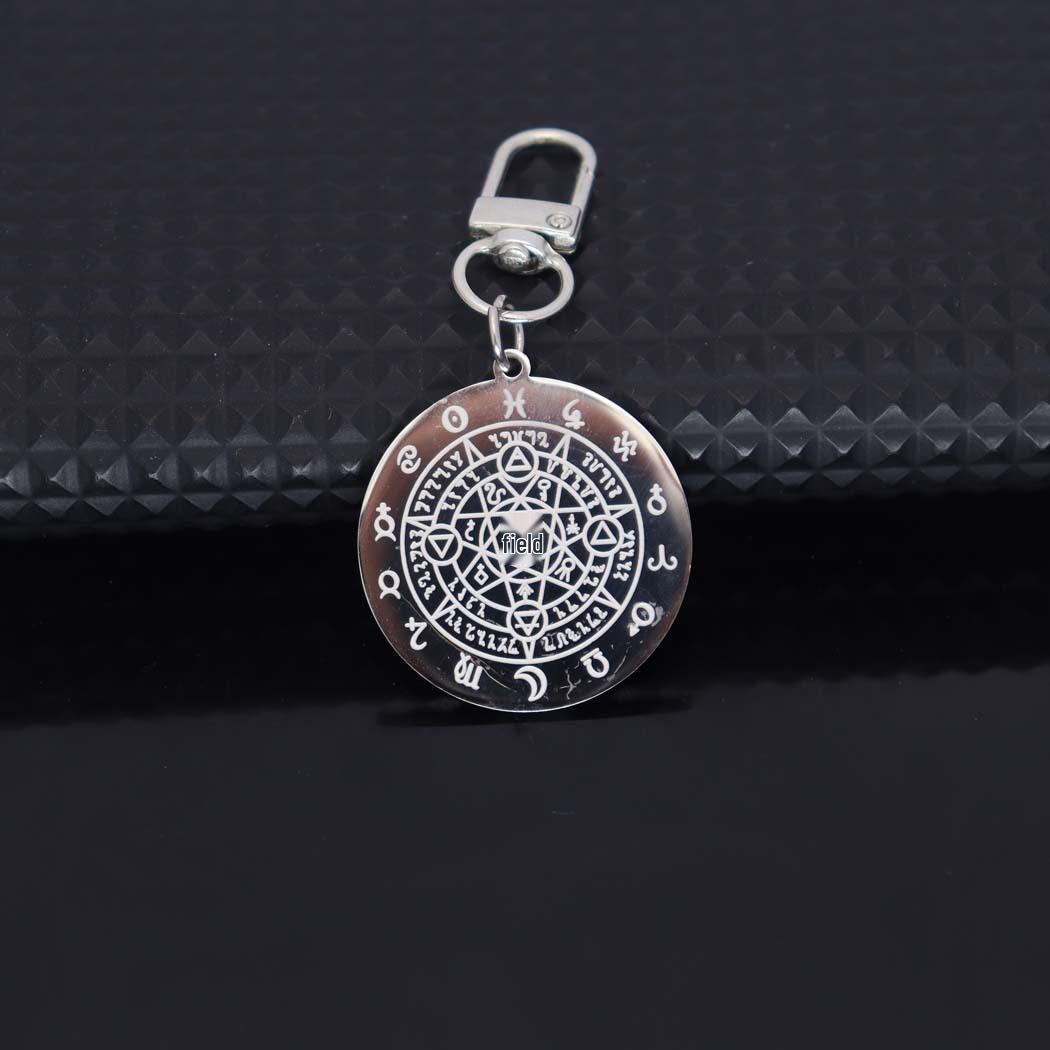 Zodiac & Angel Stainless Steel Pendant Keychain for Couples серебряный
