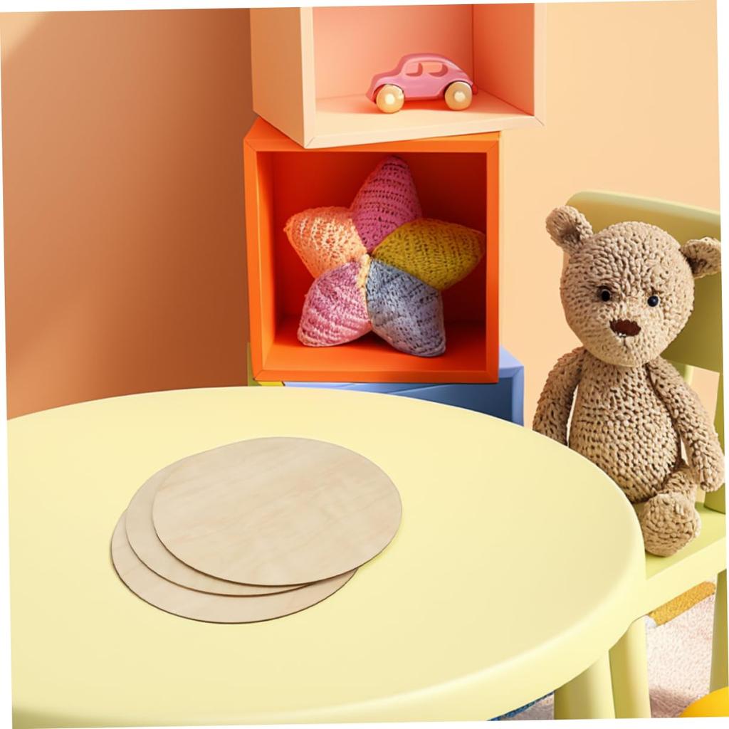 KALLORY Round Wooden Boards, 25cm, Set of 5, Wooden Plates, Round Wood, DIY Crafts, Handmade, Tole Painting, Signs, Trivets, Materials, Handmade Art