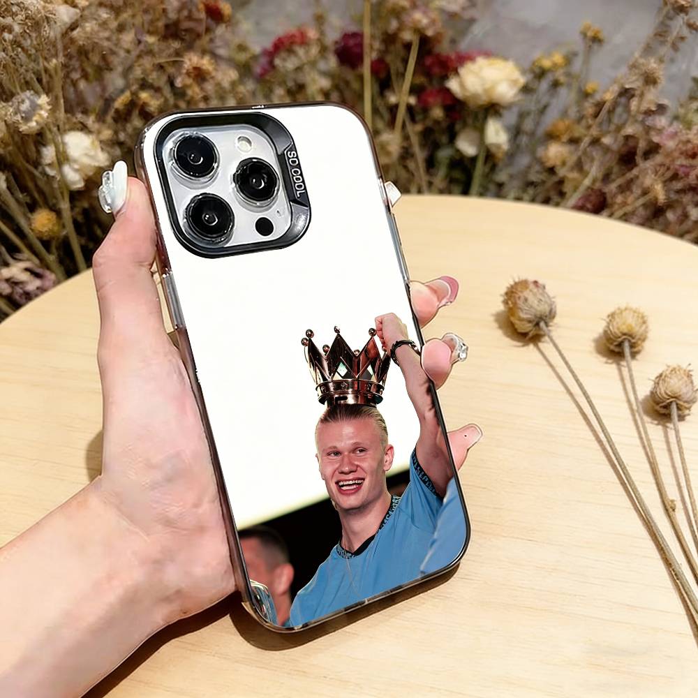 Football Star Erling Haaland Phone Case For iPhone 17,16,15,14,13,12,11 Plus,Pro Max,XS,Colorful Silver Phone Case Funda Cover