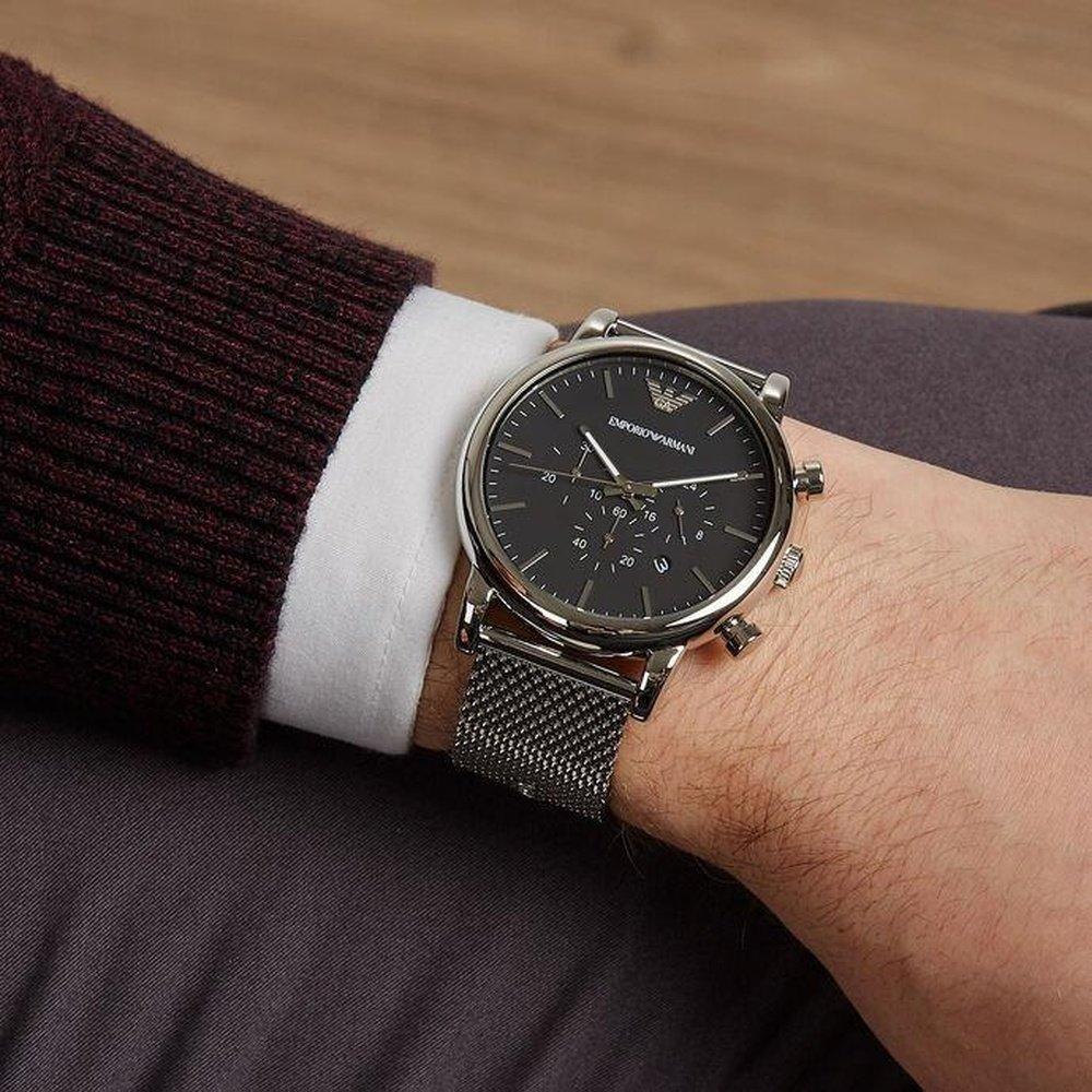 Emporio Armani AR1808 Orologio da uomo con cronografo classico quadrante nero da 46 mm