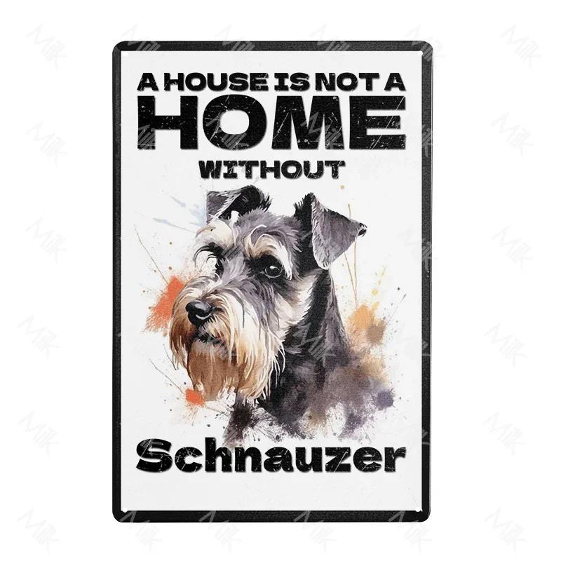 Schnauzer Hund Metallschild Dackel Kaffee Metallplatte Vintage Stil Wandaufkleber Metall Poster Cartoon Süßes Zuhause Außen Deko