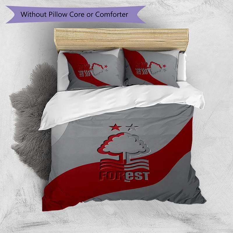 Set Lenzuola Stampato Nottingham Forest Football 3 Pezzi, Comodo Set Copripiumino per Camera da Letto Amico della Pelle