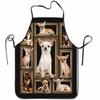 Playful Pooch, Charming Chihuahua Dog Print Sleeveless Polyester Apron for Cooking, Baking & Kitchen Tasks - Durable Home Use