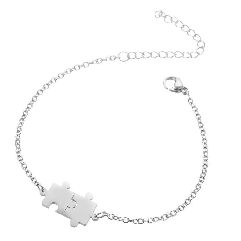 Универсальный браслет-подвеска с парной головоломкой из нержавеющей стали - Унисекс, регулируемый дизайн