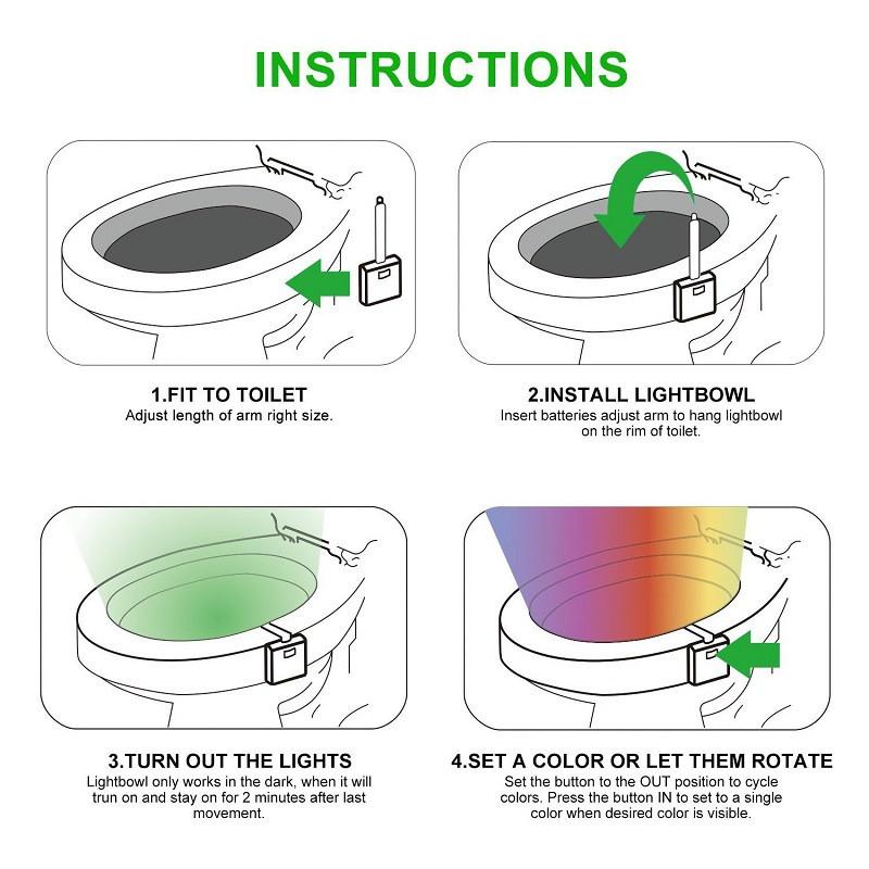 PIR Motion Sensor Toilet Seat Night Light 8 or 16 Colors Waterproof Backlight For Toilet Bowl LED Luminaria Lamp WC Toilet Light