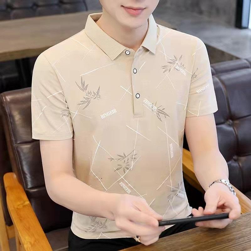 Summer Korean style trendy printed lapel POLO shirt L
