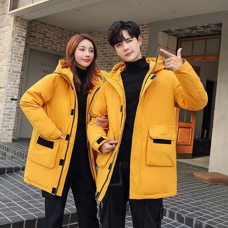 New men's and women's winter clothes men's and women's winter thickened hooded tooling style long coat tide