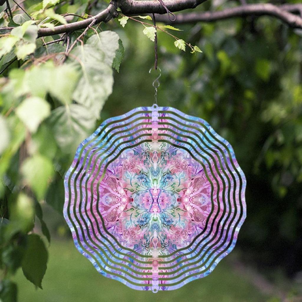 10 Inch Colorful Metal Wind Spinner with 360 Degree Rotation for Garden Balcony Patio Decor Vibrant Outdoor Hanging Ornament In Multi Colors