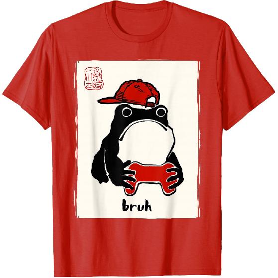 Grumpy Frog Gamer Bruh Ink Painting Japanese Funny Gamer T-Shirt