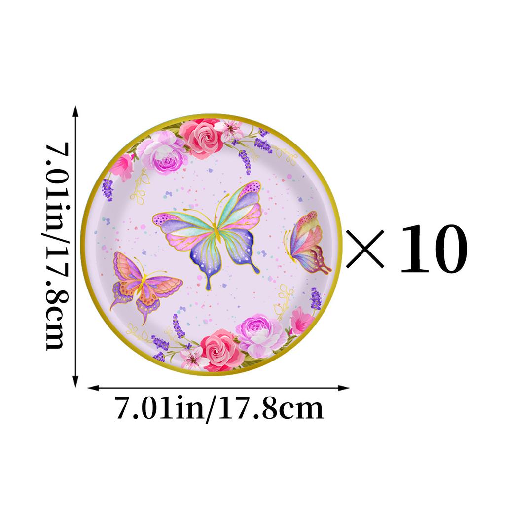 Spring Butterfly Party Decoration Arrangement Paper Cup Paper Plate Knife Fork Spoon Set