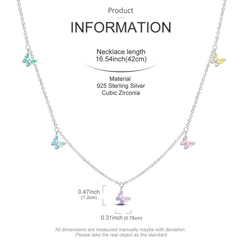

2025 New 925 Sterling Silver Necklace Zircon Heart Butterfly Simple Necklaces For Women Anniversary Birthday Jewelry Gift Female