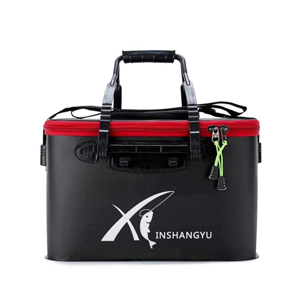 

Kirlin Folding Fishing Bucket, Outdoor Foldable EVA Bucket with Large Capacity, Breathable Mesh, and Handle, Portable (Black, 50cm)