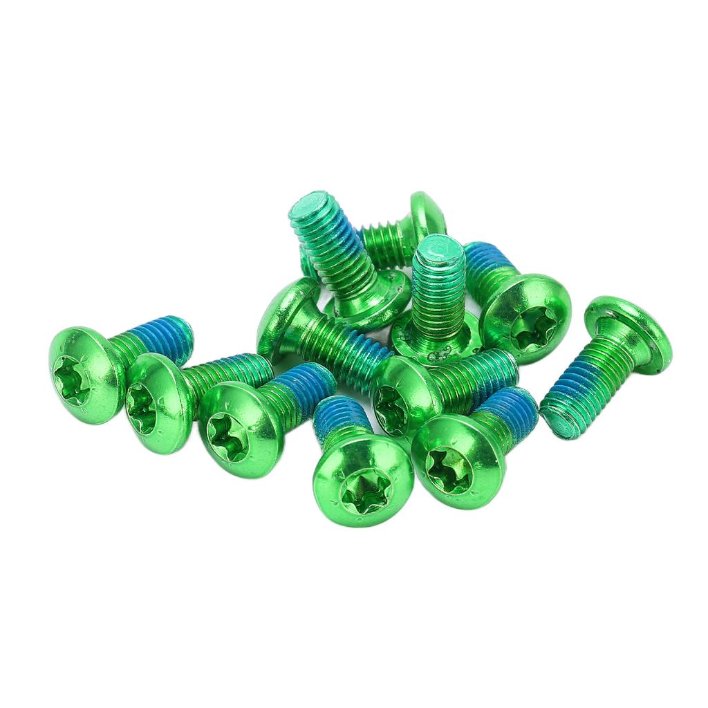 12pcs M5x11.5mm Bicycle Disc Brake Rotor Bolts Screws Alloy Disc Rotor Screws for Mountain BikeGreen, 12 Pcs set