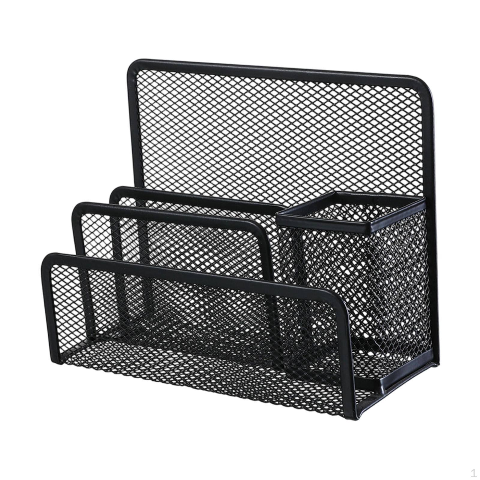 

Metal Mesh File Rack Desktop Organizer Vertical for Document Management Multipurpose Accessories