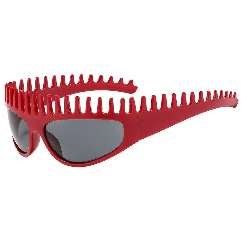

Fashion Comb Shaped Sunglasses Punk Black Headband Sunglasses High-End Women s Sun Glasses Summer Exaggerated Headband Eyewear красный