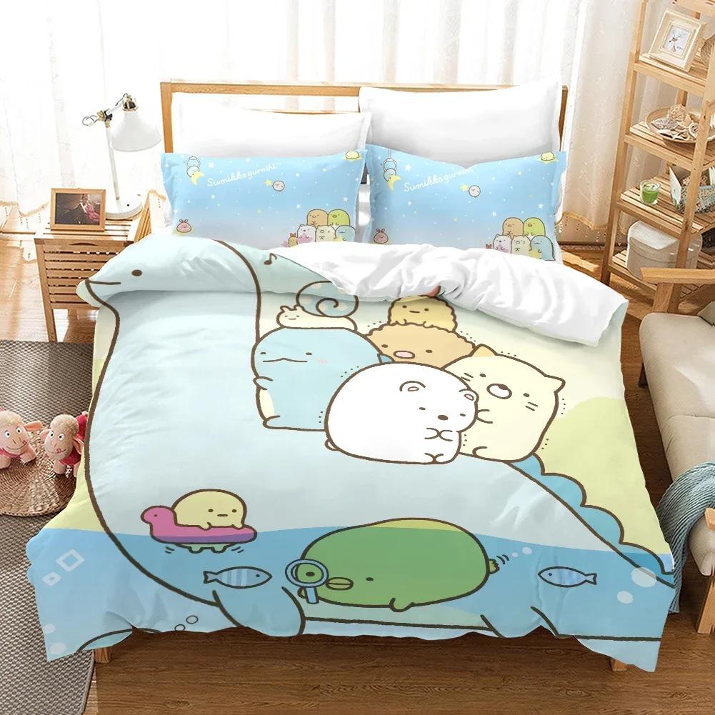 3D Potlač Sumikko Gurashi Vzor Pohodlný Prešívaný Prikrývka Poťah na Vankúš Súprava Posteľnej Bielizne Detská Izba Dekorácia Domáci Textil