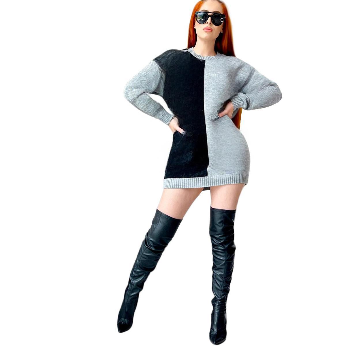 M4025 Women s European & American Fashion Sweater Dress - New Casual Commute Style Small