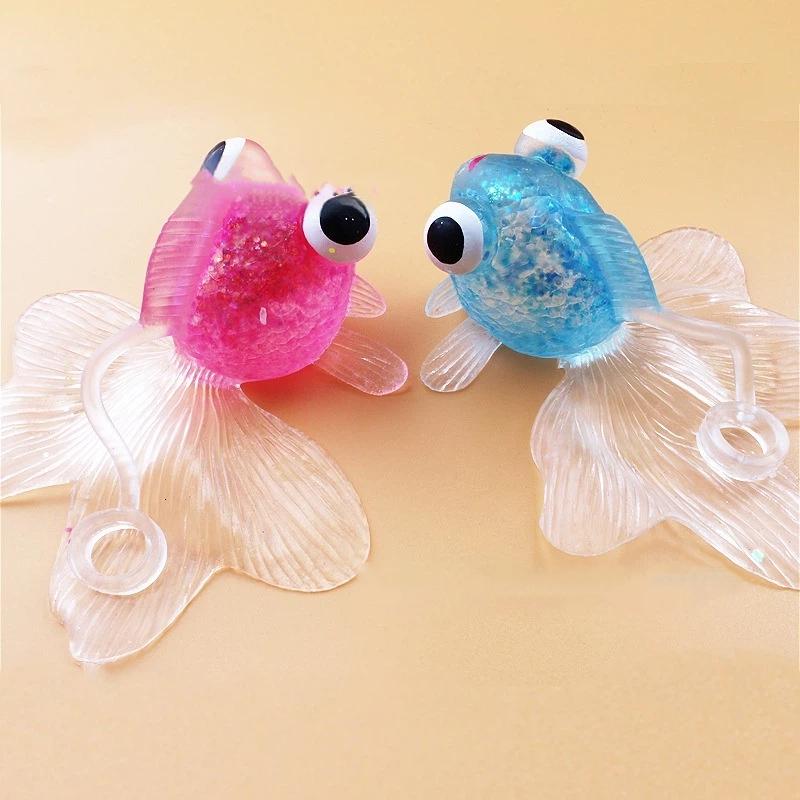 Kawaii Big Eyes Cartoon Goldfish Slow Rebound Gold Powder Maltose Ball Squeeze Fidget Toy Big Tail Goldfish Kids Gifts