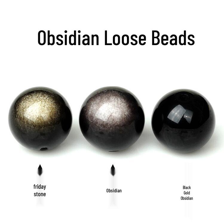 Double Golden Sheen Black Obsidian Beads Bracelet - DIY Handmade Crystal Accessories