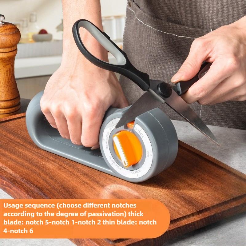 Multi functional 6-in-1 knife sharpener,manually rotatable and adjustable design,for kitchen knive,scissors and sharpening tools