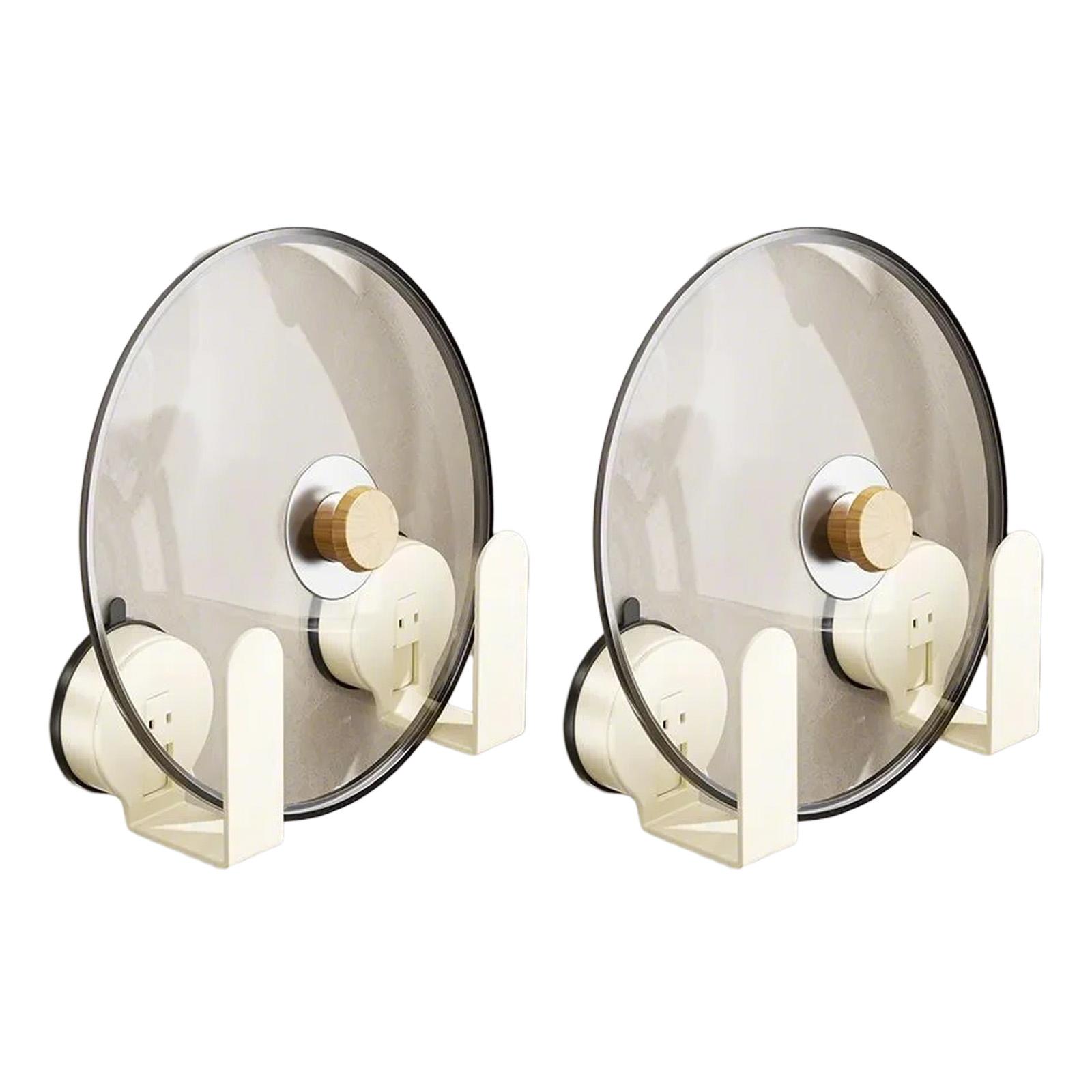 

Набор из 2 настенных держателей для крышек кастрюль, не требующих сверления, удобен для маленьких кухонь и ограниченного пространства 4