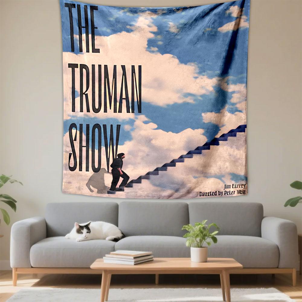 The Truman Show Movie Poster Tapestry Wall Hanging, Jim Carrey Classic Film Art, Cinematic Wall Decor for Bedroom Living Room Dorm