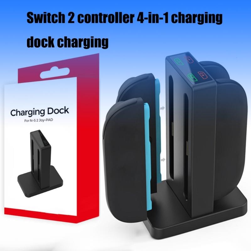 Type C Charging Station 4-Docking Port for NS2 Controllers Fast Charging Safety Protections Compact Design