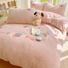Thickened Milk Coral Fleece Bed Four-Piece Set Double-Sided Lamb Fleece Bedding Sheets Three-Piece Set Fleece Quilt Cover