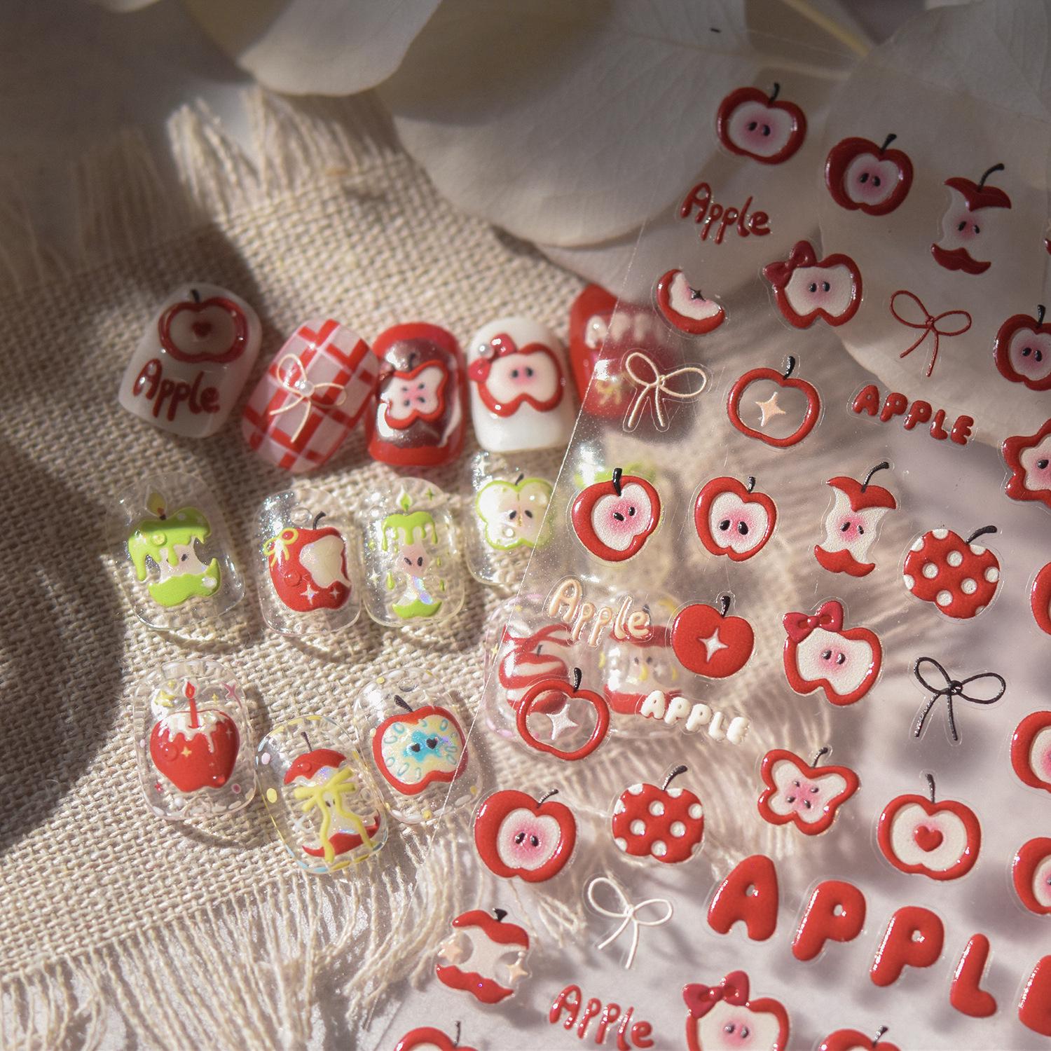 

Tomoni Red Apple Nail Stickers: Popular Japanese Embossed Children s Nail Art.