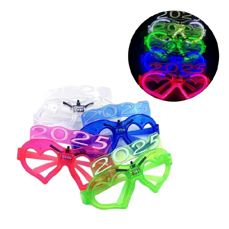 2025 Light up Glasses 2025 New Year Party Eyeglasses Decoration Photography Props for New Years Party Christmas Wedding