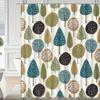 Elegante Tenda da Doccia con Motivo ad Albero, Blu/Verde/Beige/Nero, Lavabile in Lavatrice, Include Ganci, Decorazione Bagno Multifunzionale