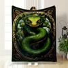 Art Nouveau Style Green Coiled Snake Blanket Bedroom Blanket for Livingroom Couch Lunch Break Soft Throw for Friend's Festival Gift