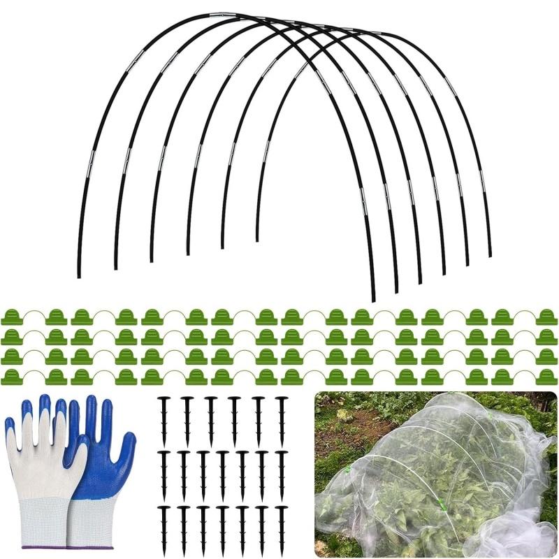 Greenhouse Hoops Kit for DIY Raised Beds with Clips Garden Grow Hoop for Netting