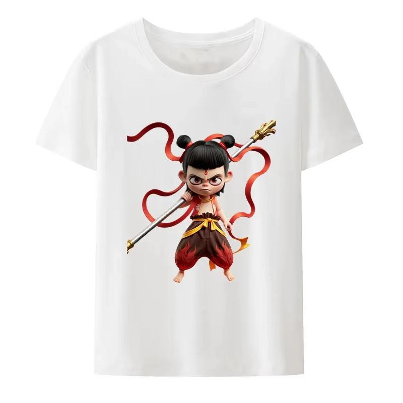 

Chinese Anime Movie Nezha 2 Print T Shirt Cute Cartoon Character Short Sleeve Crewneck Casual Shirt Fashion Y2K Streetwear S