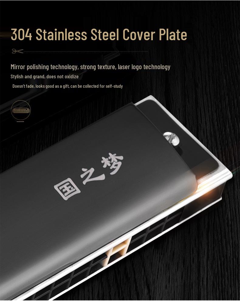 Guoguang 28-Hole C-Key Harmonica: Double Reed for Students & Beginners, Suitable for Professional Performances