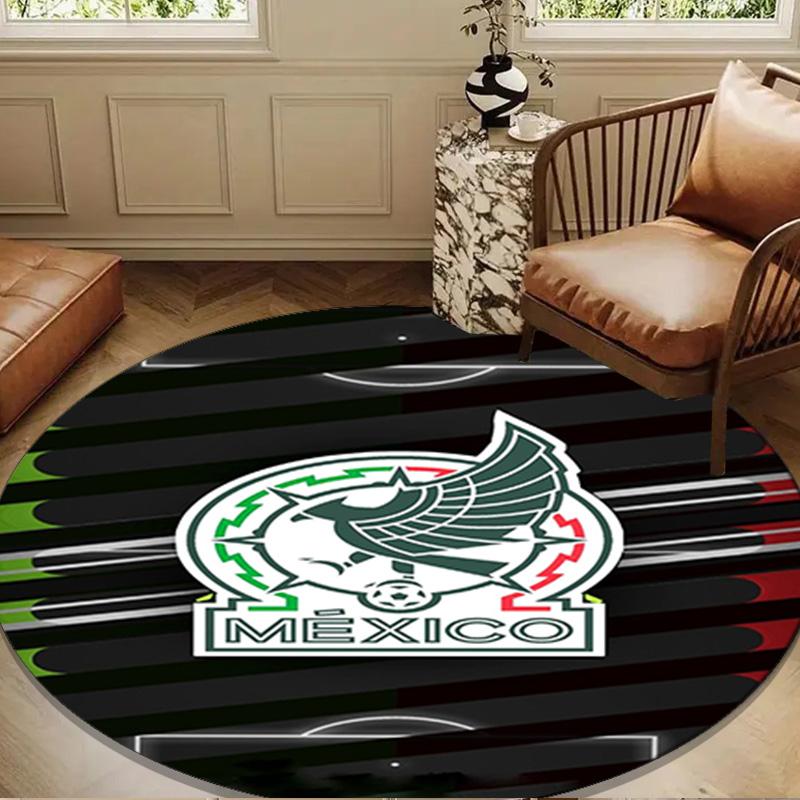 Mexico Football Emblem Round mat, Anti-slip Circle Carpet Chair rug For livingroom,Bedroom, doormat home decor Gift Christmas Gifts