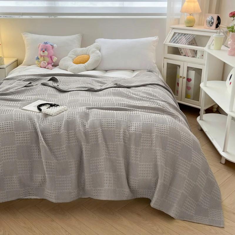 100%Cotton Blankets Waffle Throw Blanket Solid Soft And Breathable Blanket For Twin/Queen/King Bed Decorative Plaid Sofa