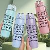 1PC Handwritten Alphabet Letter Print 750ml Color Plastic Sports Water Bottle Leakproof Flip Straw Lid Suitable for Sports Office Home Use