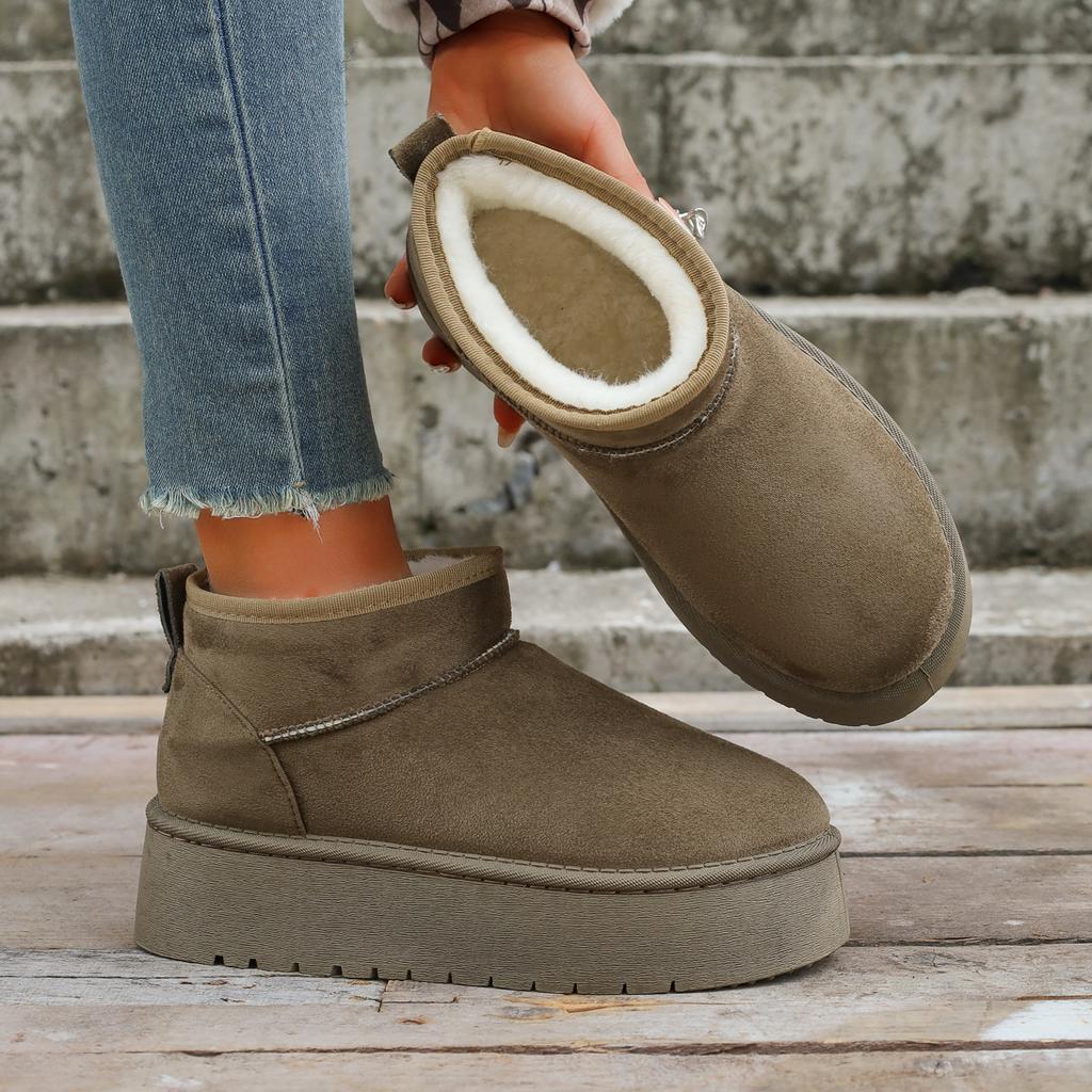 Fashion 2025 New Women Snow Boots Fashion Flats Platform Shoes for Ladies Casual Short Plush Warm Chelsea Ankle Boots Zapatos De Mujer