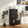 Filing Cabinet, Fluted Vertical File Cabinet with 3 Lockable Drawers and Hanging Rails, Black
