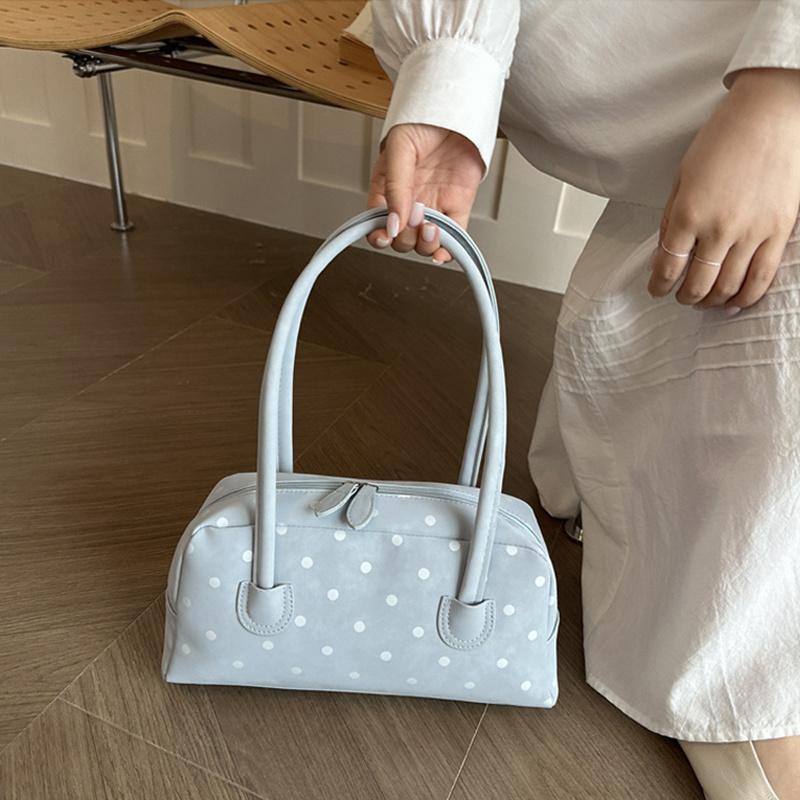Yogodlns New Large Capacity Shoulder Bags Zipper Polka Dot Bowling Underarm Bags For Women Minimalist Shopper Handbag
