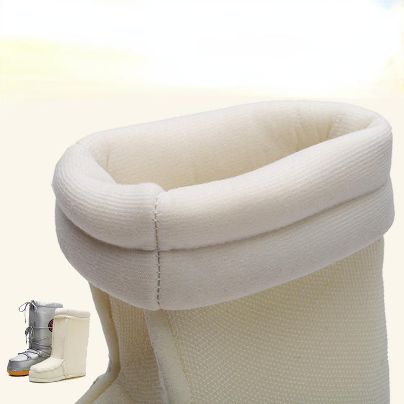 Fashion 2024 Winter Snow Boots Women Ski Boots Fluffy Hairy Lace Up Middle Calf Platform Flat With White Ski Boots