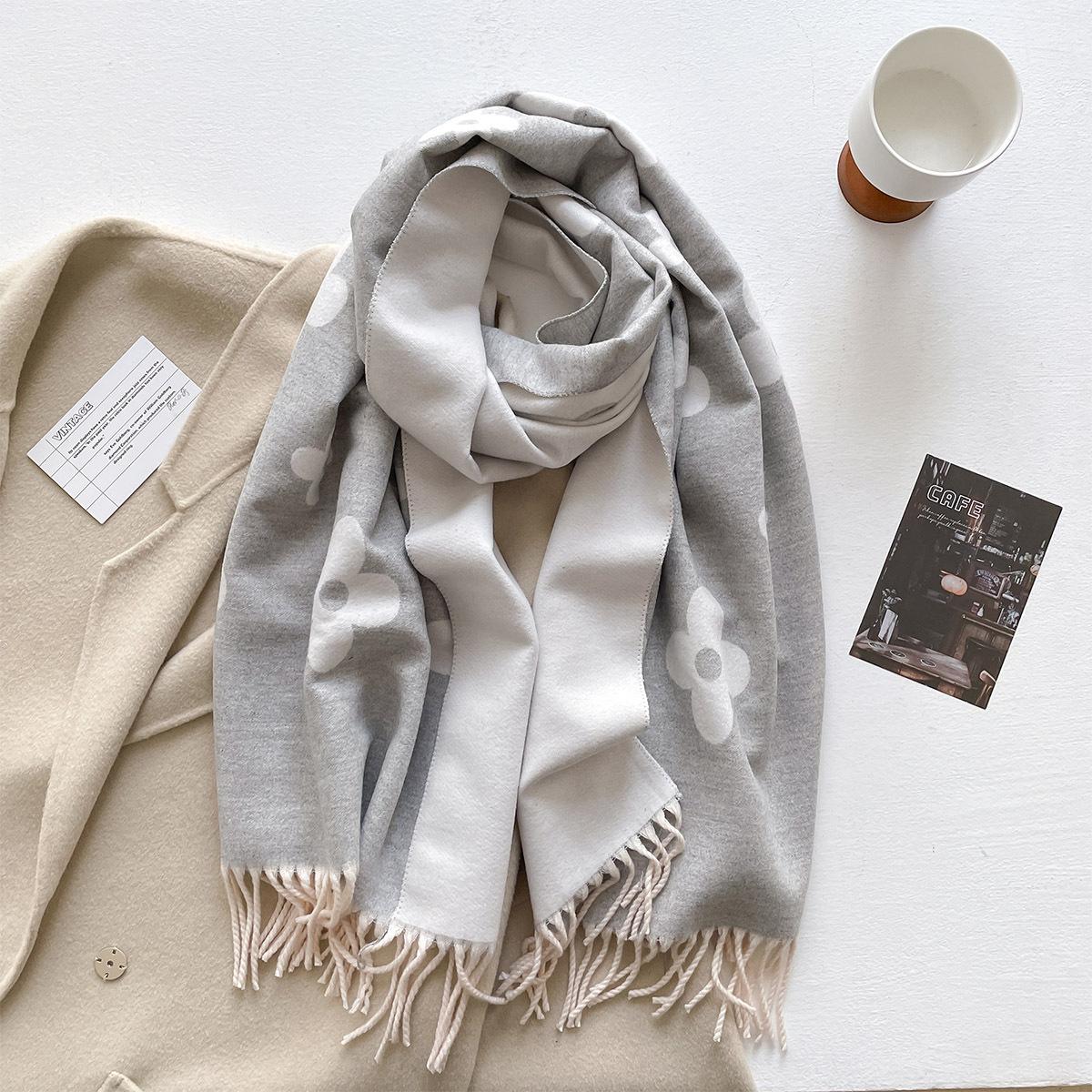 

Новый омолаживающий шарф с цветочным принтом женский осенне-зимний универсальный толстый теплый шарф-шаль 200*65cm