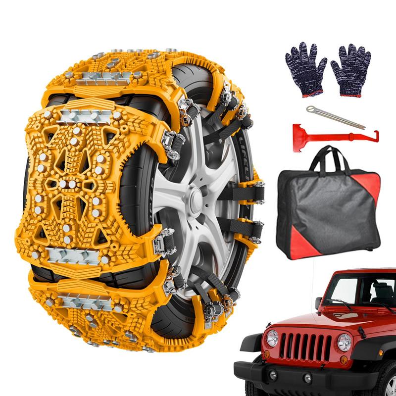 6 Pcs Car Tire Snow Chains Anti-Skid Heavy Duty Auto Wheel Chain Adjustable Winter Car 165-275mm R12 To R19 Tire Snow Mud Chains