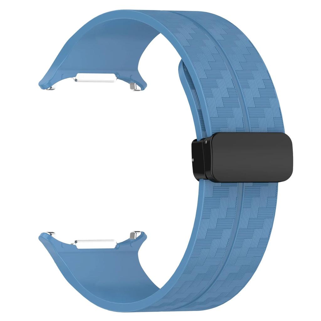 Carbon Fiber Pattern Strap for Samsung Galaxy Watch 7 Ultra 47mm Magnetic Clasp Band for Galaxy Watch 7 Ultra Silicone Bracelet