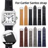 Quick-Release Cow Leather watchband For Cartier Santos  WSSA0009 WSSA0029 Men women replacement watch strap 19mm 21mm Black blue