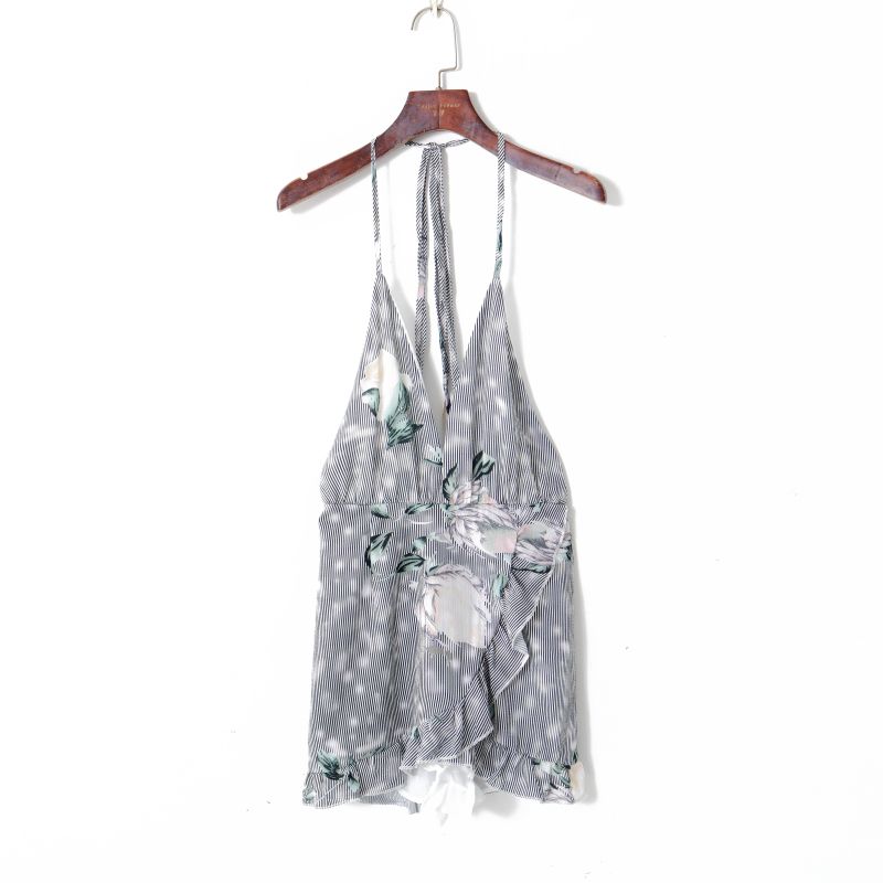 

Женское сексуальное платье-комбинация с глубоким V-образным вырезом и открытой спиной, халтер Black bar Print L