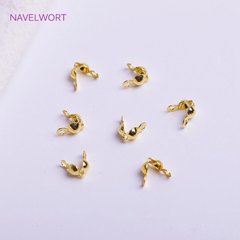 

18K Gold Plated Double Cup Bead Tip,Brass Metal 3.2mm Calotte Crimp Bead Tip Knot Cover DIY Jewelry Making Findings Wholesale 50 pieces