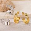European & American Retro Geometric Hoop Earrings in Titanium Steel with 18K Texture - High-End Niche Design, Trendy Style for Women